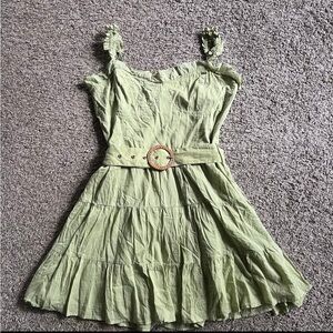 Show Me Your Mumu Jolene Mini Dress Sage Rattan BeltTank Size XL Coastal Cowgirl
